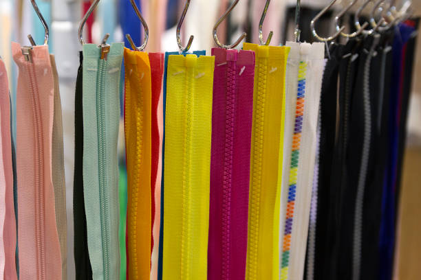 Multicolored Zippers or Zip Fasteners used for binding fabric or textile