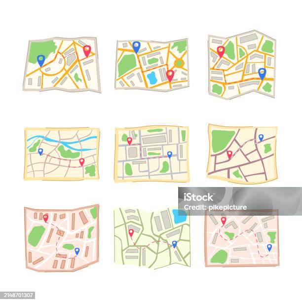 Map Set Cartoon Vector Illustration Stock Illustration - Download Image ...