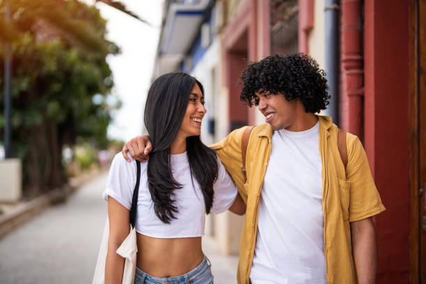 istock Cheerful affectionate tourist couple on vacation 2148701830