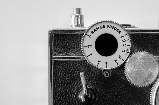 Detail of antique rangefinder camera