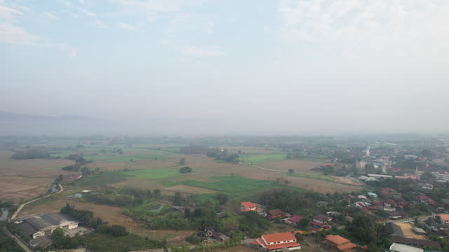 Aerial view of rural village
