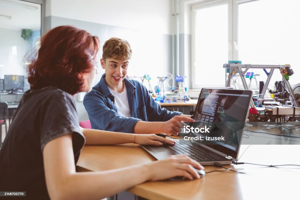 Hs Students Learning Coding High School Student Learning Coding Stock Photo - Download Image Now ...