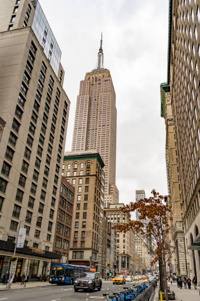 Fifth Avenue, Manhattan, New York, USA - March, 2024. Fifth Avenue street view near the Empire State building.