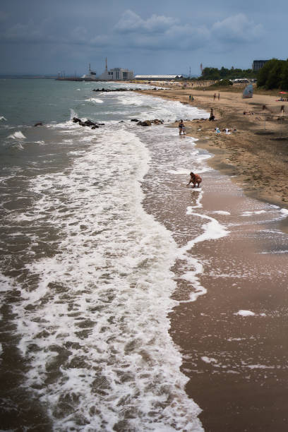 Burgas, Bulgaria - June 17, 2023:  people on the beach in Burgas