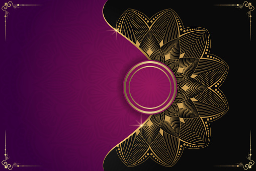 Luxurious mandala background and banner design, suitable for design templates for greeting cards, postcards, invitations, posters, and flyers.