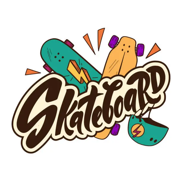 Vector illustration of Skateboard logo with helmet