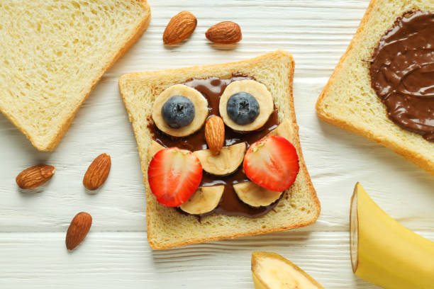 istock Tasty breakfast for kid - toast, top view 2148711011
