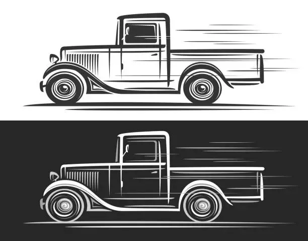 Vector illustration of Vector logo for Vintage Truck