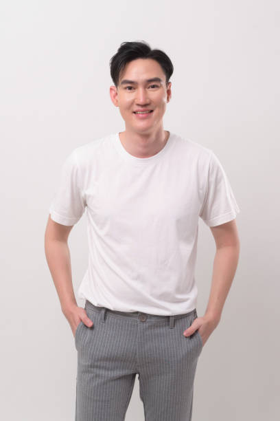 istock Portrait of young asian man over white background studio. 2148712966