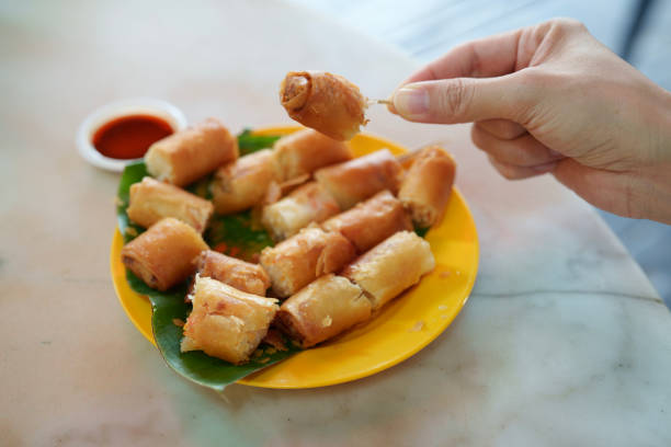 Spring rolls are rolled appetizers or dim sum commonly found in Chinese and Southeast Asian cuisines.