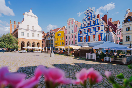 Old town square of Szczecin city summer Poland
