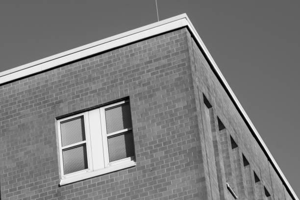 facade of an modern large house ,wall with windows