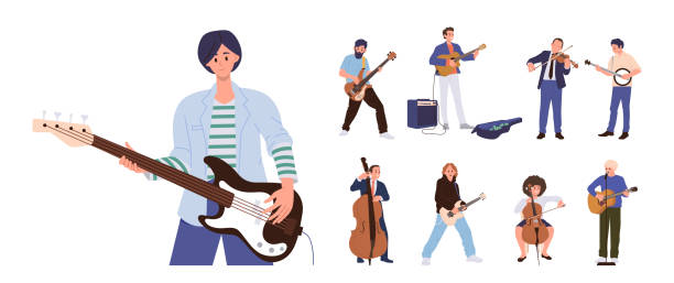 Free Stock Photo of Musician Guitarist Character Shows String ...