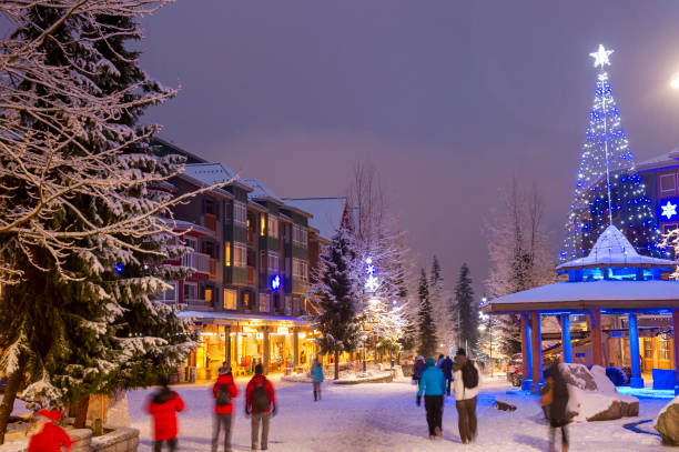 istock Evening views of ski town in winter 2148723870