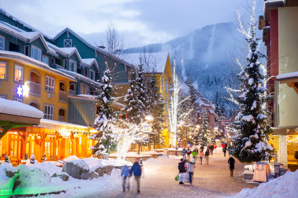istock Evening views of ski town in winter 2148723871