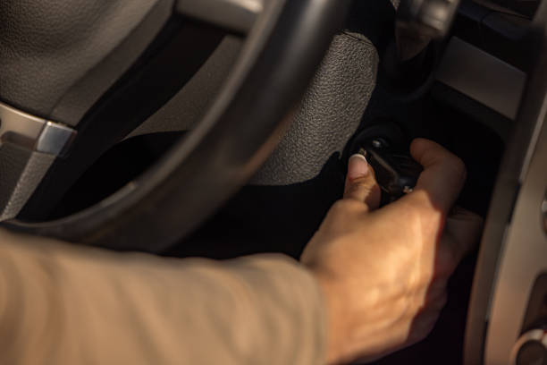 istock Unrecognizable woman starts the engine with a car key 2148723894
