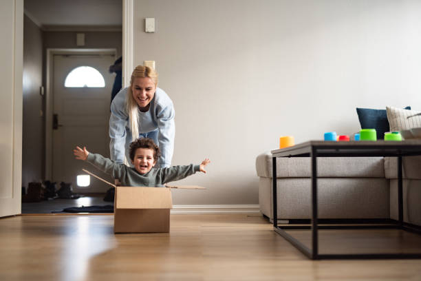 istock Driving in a cardboard box brings a smile 2148724320