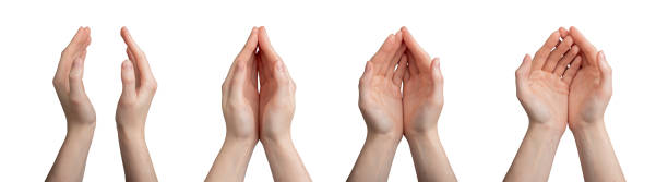 istock Hands gesturing, process from open to closing arms, fingers, isolated on white background 2148725723