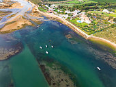 Cacela Velha drone beach aerial view in Algarve Portugal
