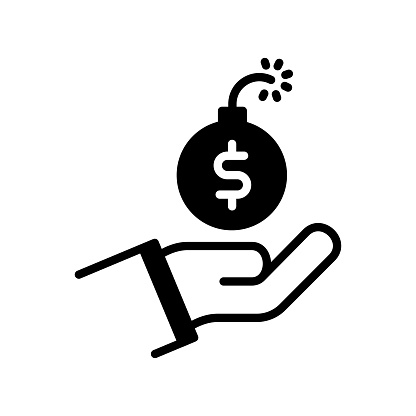 High Contrast Vector Line Icon for Debt Bomb