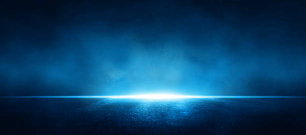 istock Empty asphalt scene with blue rays. Empy background. Background blue street with smoke. 2148726989