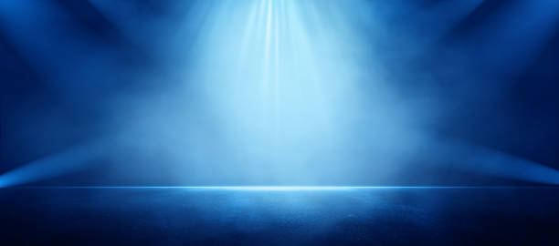 istock Empty asphalt scene with blue rays. Empy background. Background blue street with smoke. 2148726990