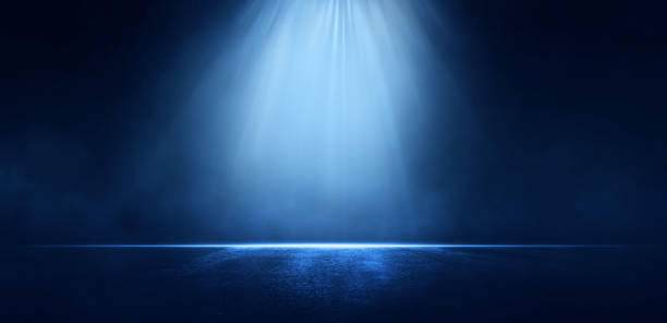 istock Empty asphalt scene with blue rays. Empy background. Background blue street with smoke. 2148726999