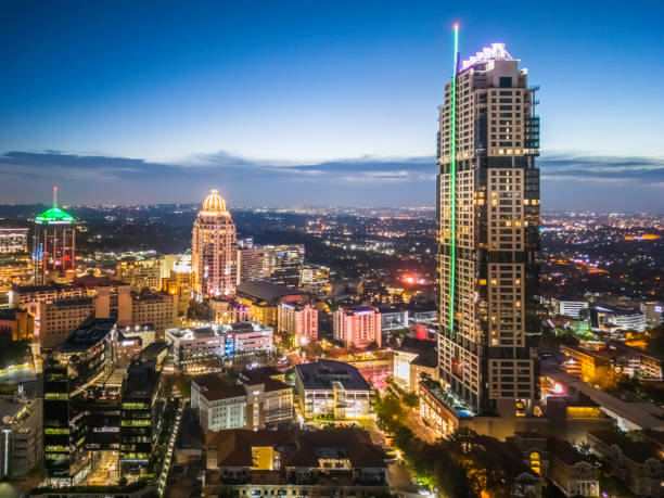 Sandton City centre cityscape at sunset