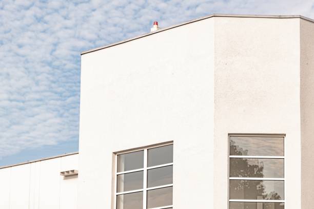 facade of an modern large house ,wall with windows