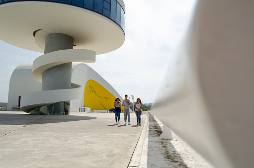 Centro Cultural Internacional Niemeyer, junto ría, Museo edificios modernos. Avilés, Asturias. España. September 10, 2023.