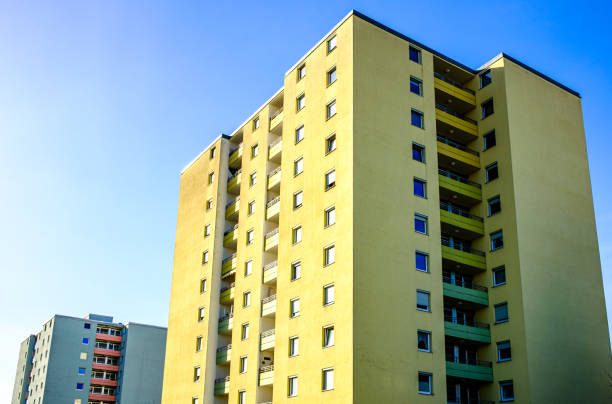 typical facade of an apartment house in austria