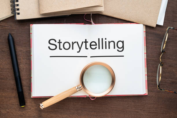 istock Storytelling, on the white pages of an opened notebook 2148730998