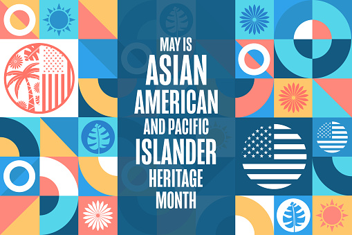May is Asian American and Pacific Islander Heritage Month. Holiday concept. Template for background, banner, card, poster with text inscription. Vector EPS10 illustration