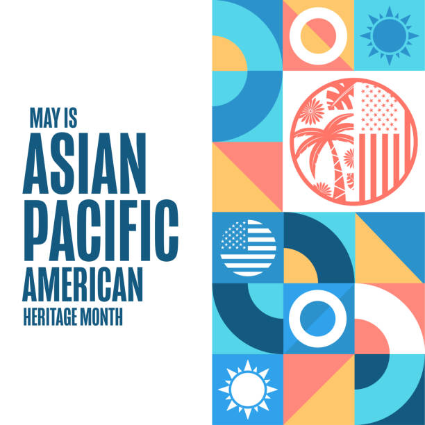 May is Asian Pacific American Heritage Month. Holiday concept. Template for background, banner, card, poster with text inscription. Vector EPS10 illustration. vector art illustration