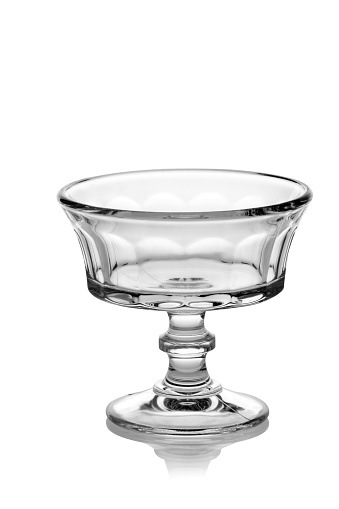 empty glass bowl on white background