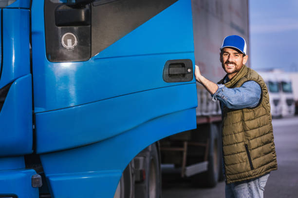 istock Happy confident male driver entering his long vehicle. 2148732391