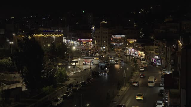 Night traffic in Amman, capital city of Jordan