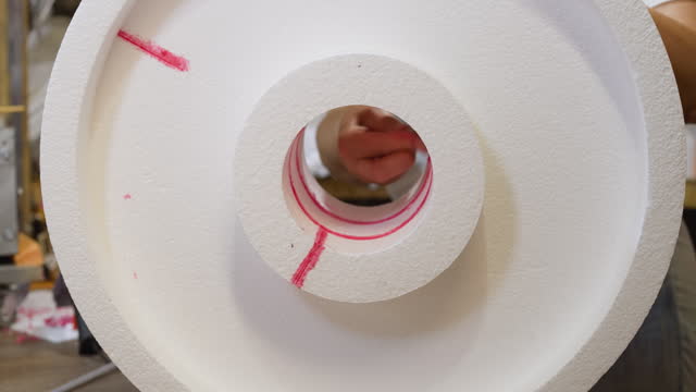Marking Foam Roll in Industrial Workshop