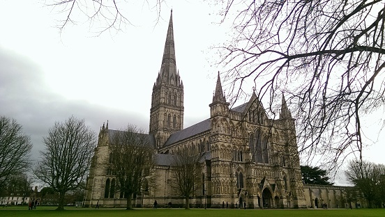 I took this picture of Salisbury cathedral on a cloudy day, but it is a beautiful cathedral, within it's grounds.