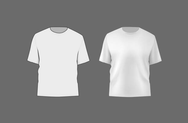 istock Basic black male t-shirt mockup. Front and back view. Blank textile print template for fashion clothing. 2148736654