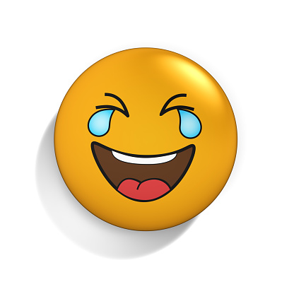 Winking emoji. Smiling winking face emoticon. 3d rendering isolated on white background.