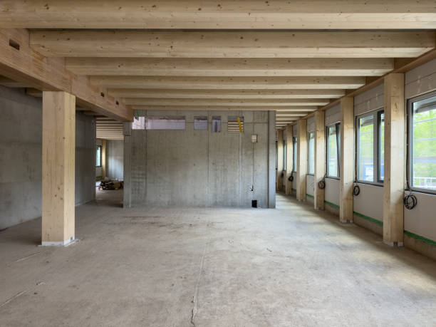 istock construction site of a sustainable Timber-concrete composite office building 2148737928