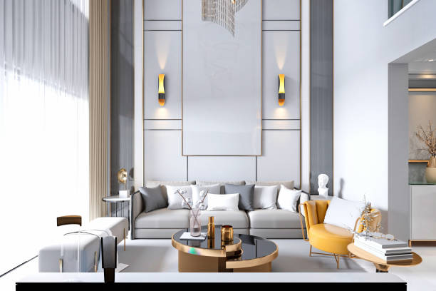 istock 3d render of luxury home interior, living room 2148738072