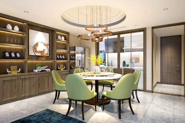 istock 3d render of luxury home interior, living room 2148738092