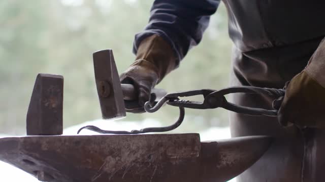 Hot Forging Hammer Work on Incandescent Metal stock video