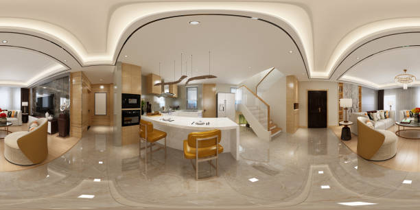 istock 360 degrees virtual reality living room, 3d render 2148739671