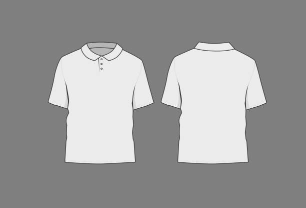 istock Basic white polo shirt mockup. Front and back view. Blank textile print template for fashion clothing. 2148741395