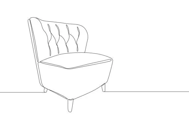 Vector illustration of Single Line Drawing of a Modern Boho Chair with Copy Space and Editable Stroke