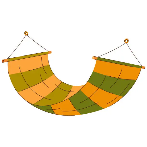 Vector illustration of cartoon illustration of a striped hammock for relaxation