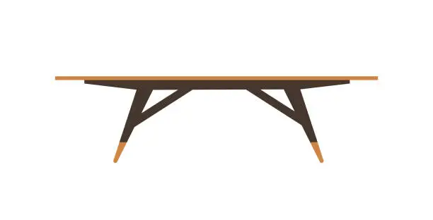 Vector illustration of Table is Scandinavian style. Wooden table. Vector illustration flat style Modern room interior